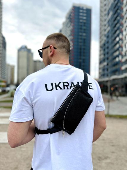 Сумка бананка чоловіча шкіряна поясна крос-боді чорна 54928 | Зображення 9