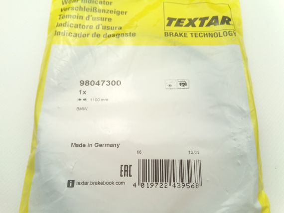 Датчик зносу гальмівних колодок, TEXTAR (98047300) (34356791963) | Зображення 3