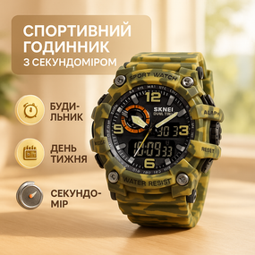 Годинник кварцовий армійський SKMEI 1520CMGN, Сучасний військовий годинник армійський скмей LN-49