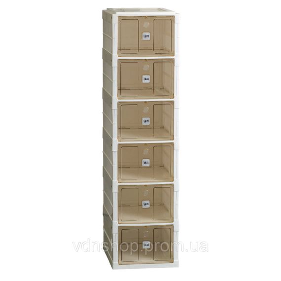 Шафа для взуття портативна пластикова 33 х 26х 100 см на 6полиць Біла HPS658