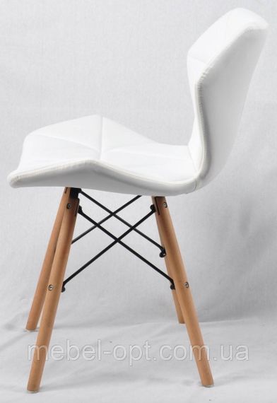 Стілець Greg біла екошкіра, на дерев'яних букових ніжках, дизайн Charles Eames | Зображення 2