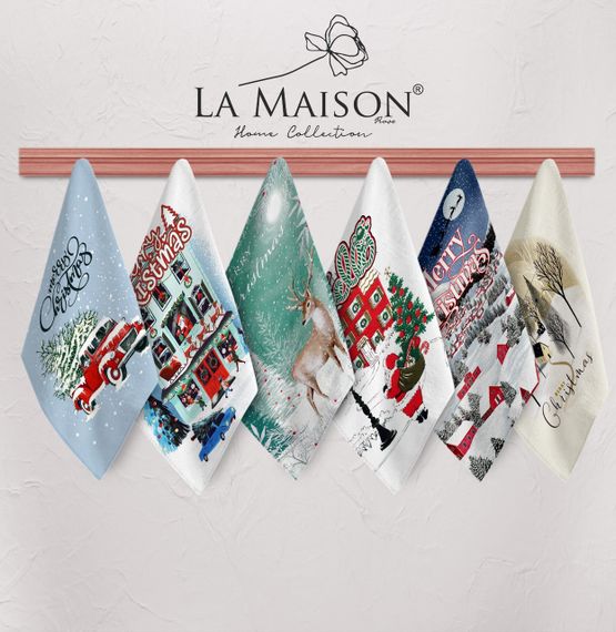 Набор новогодних кухонных полотенец La Maison 30х50 см Bery 6 шт.