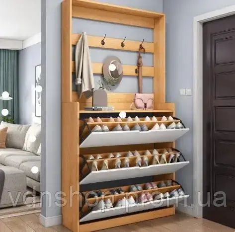 Вешалка с полкой для обуви STL-MD 75 / Полка для обуви в прихожую (Г24/Ш80/В220)