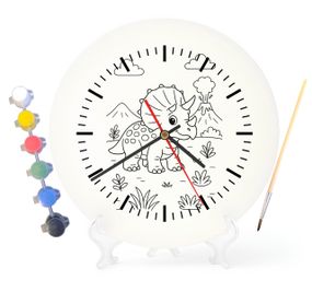 Детский набор для творчества часы раскраска Динозавр Трицератопс 30 см (Г0054)