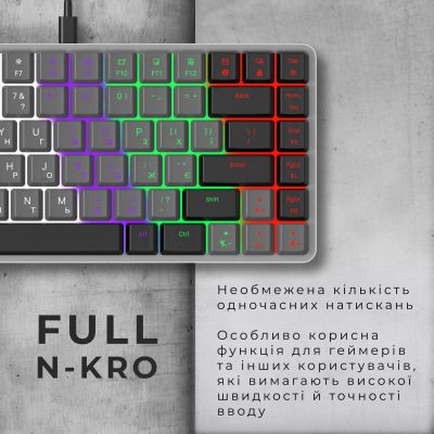 Клавиатура GamePro MK140R Red Swich Low Profile USB Dark Gray (MK140R) | Зображення 4