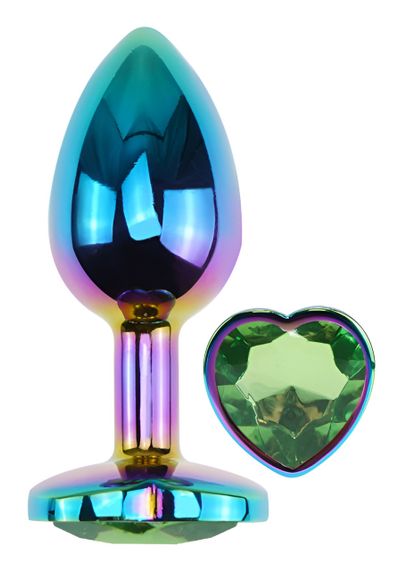 Анальна пробка з кристалом EGZO - Multicolor Heart Plug Green size S Sex Aura | Зображення 1