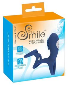 Насадка на пеніс з вібрацією Smile Rechargeable Couples Sleeve, синя