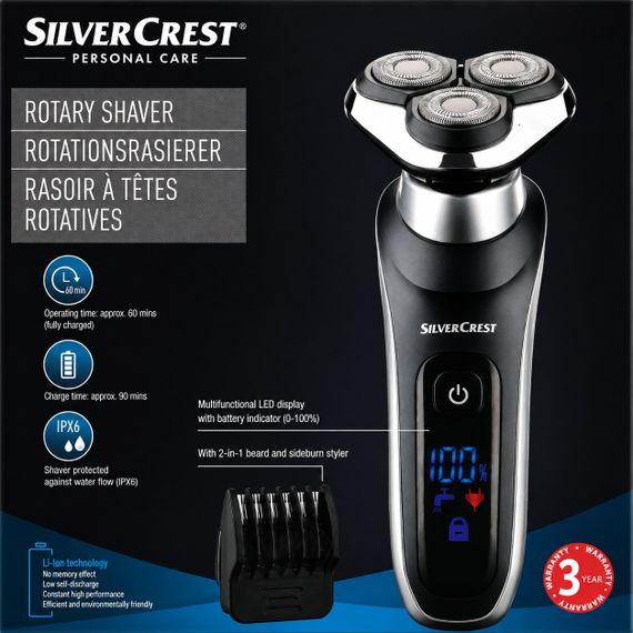 Електробритва роторна Silver Crest SRR 3.7 D5 акумуляторна з USB заряджанням і тримером | Зображення 2