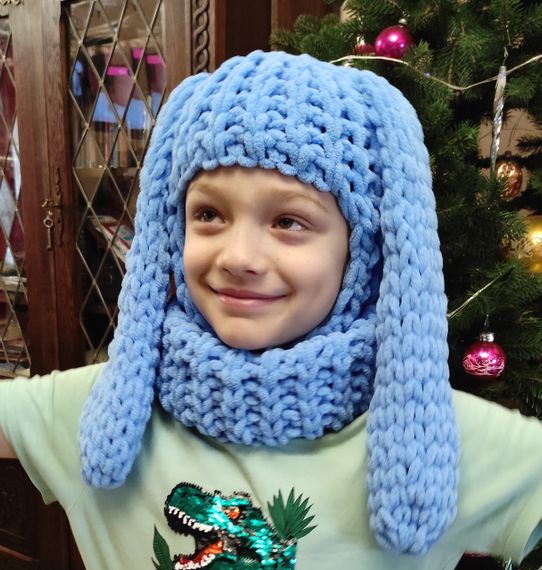 Балаклава колір 112 плюшева з вушками зайчика | Зображення 2