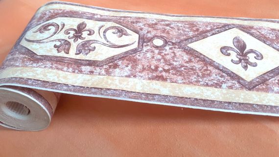 Пленка самоклеющаяся бордюрная 10,6х1000cm водостойкая бордовый узор | Зображення 2