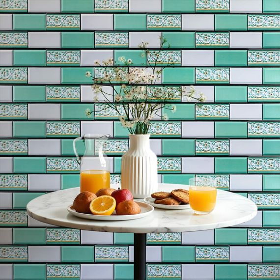 Декоративна ПВХ панель 960х480х4мм Цегла зелений орнамент SW-00001429 | Зображення 5