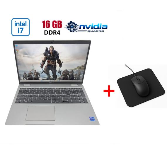 Мобільна робоча станція Dell Precision 3561 / 15.6" (1920x1080) IPS / Intel Core i7-11850H (8 (16) ядра по 2.5 - 4.8 GHz) / 16 GB DDR4 / 512 GB SSD / nVidia Quadro T600, 4 GB GDDR6, 128-bit / WebCam б/в + Подарунок  Мишка та килимок
