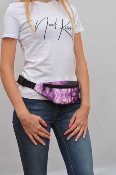 Сумка поясна бананка 4Profi Міні з принтом Фіолетовий дим з одним відділенням 20128