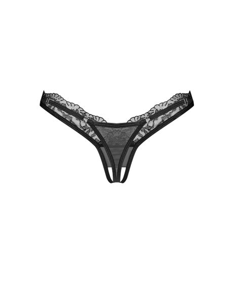 Трусики с вырезом Obsessive Arrowel White crotchless thong Черные S/M | Зображення 4