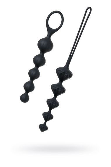 Набор анальных бус Satisfyer Beads Black, силикон, макс. диаметр 3,3 см и 3,5 см | Зображення 1