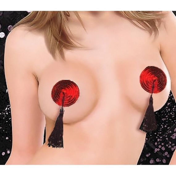 Пестисы с пайетками и кисточками Sunspice, красные с черным sexstyle | Зображення 1