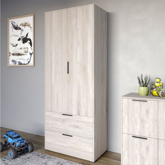 Шафа розпашна дводверна LION Краш з 2 шухлядами Самоа димчастий (LION-044005)