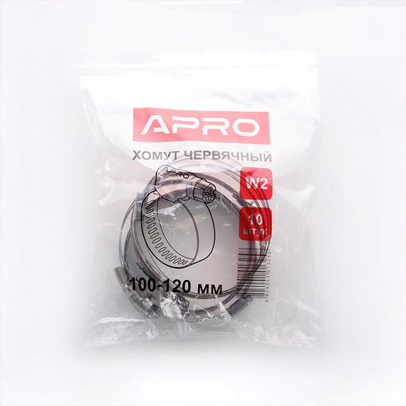 Хомут черв'ячний неіржавкий W2 90-110 мм (пач 10 шт.) APRO HCN-151 | Зображення 4