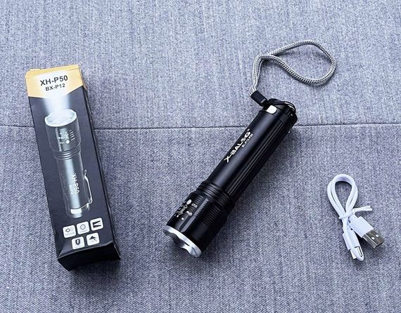 Фонарик ручной XH-P50 BL-P12-P50 фонарик с боковым светильником аккумуляторный карманный с клипсой P50+COB Зум | Зображення 6