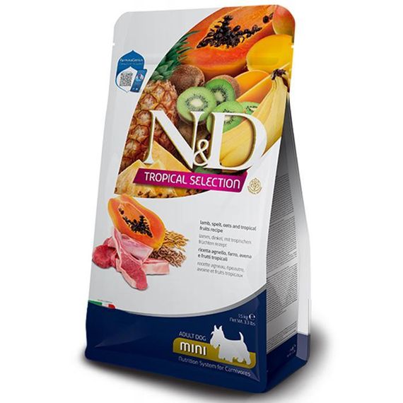 Farmina N&D Tropical Selection Lamb Adult Mini сухой корм для собак маленьких пород с ягненком и тропическими