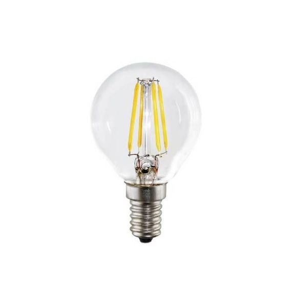 Лампа E14 Filament LED 4W 2700K 400 лм, тепле світло, прозора свічка 45×80 мм, комплект 6 шт