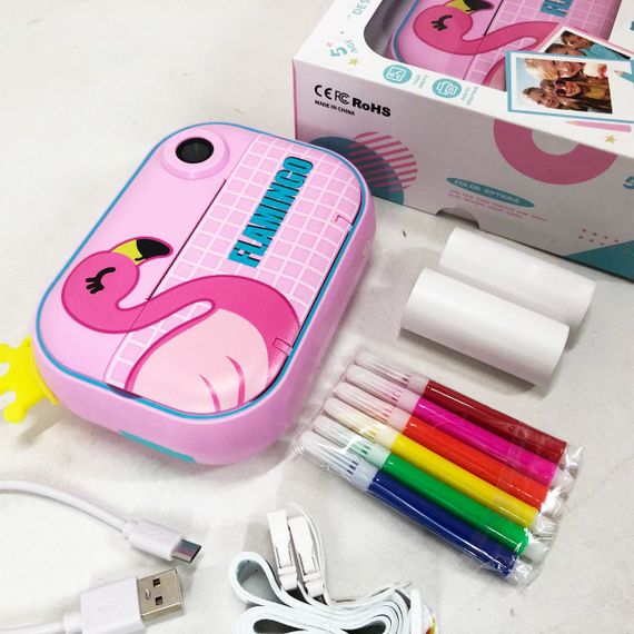 Дитячий фотоапарат миттєвого друку YT008 PINK FLAMINGO з підтримкою microSD | Зображення 5