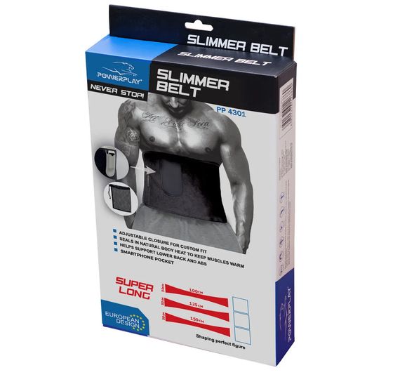 Пояс для схуднення PowerPlay 4301 (125*30 см) +  кишеня для смартфона Чорний | Зображення 4