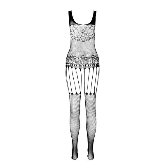 Бодістокінг Passion ECO BS001 One Size black, з доступом, імітація підв’язок, флористичний декор | Зображення 3