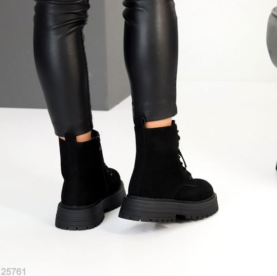 Повсякденні чорні зимові черевики берці натуральна замша доступна ціна | Зображення 6