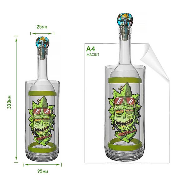 Скляний Водник Для Куріння "Rick Sanchez" | Зображення 1