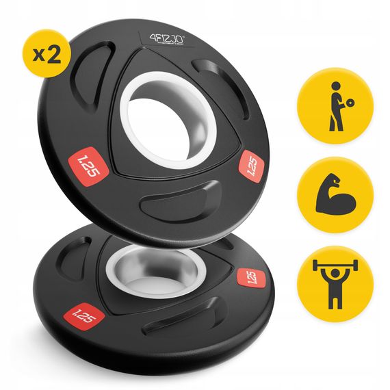 Диск олімпійський 4FIZJO 2 x 1.25 кг 51 мм металевий, прогумований Black (P-5905973401258) | Зображення 5