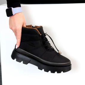 Легкие удобные теплые черные ботинки дутики на фиксаторе 39