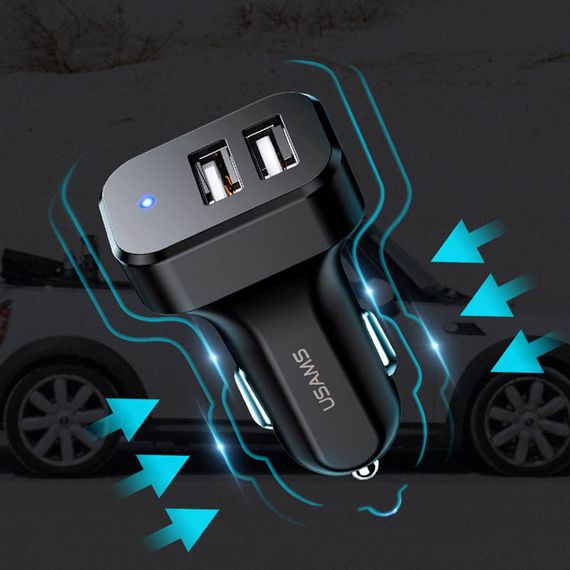 АЗП Usams C13 2.1A (2USB-A) + кабель USB to MicroUSB Чорний | Зображення 1