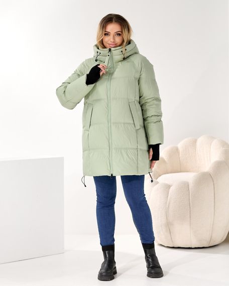 Зимова куртка великого розміру світло зеленого кольору