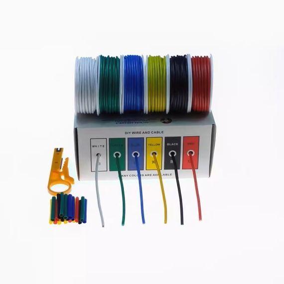 Набор силиконовых проводов 20AWG 6 цветов по 10м многожильный + термоусадка та очистка | Зображення 1