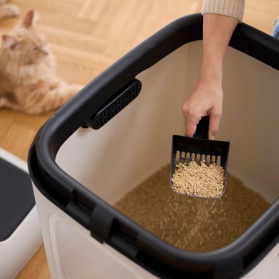 Туалет-будиночок для котів Rotho Biala XL 40066, закритий, з дверцятами та фільтром, білий | Зображення 5