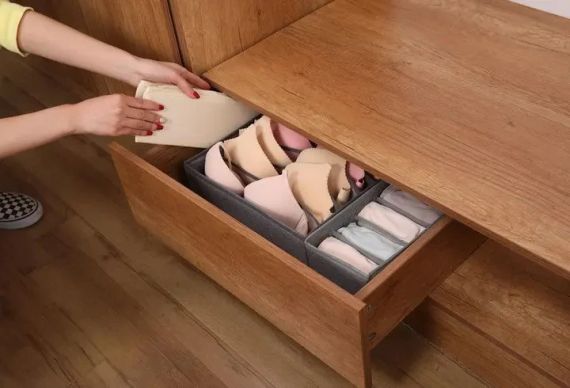 Органайзер 32×32×10 см на 7 отделений для хранения нижней белизна Темно-серый | Зображення 4