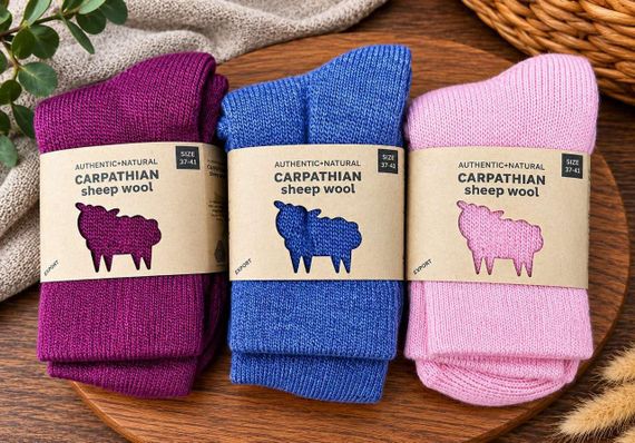 Жіночі вовняні шкарпетки Carpathian Sheep Wool розмір 37-41 паковання 6 пар Різні кольори | Зображення 1