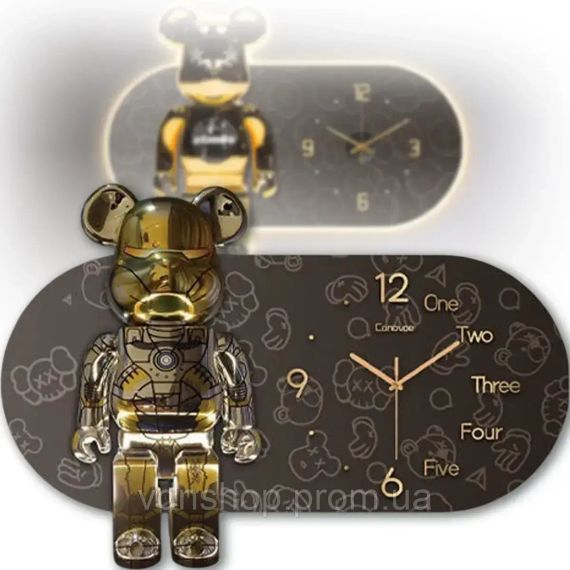 Годинники настінні овальні "Ведмедик" з LED підсвічуванням (NCH-40-60) | Зображення 1