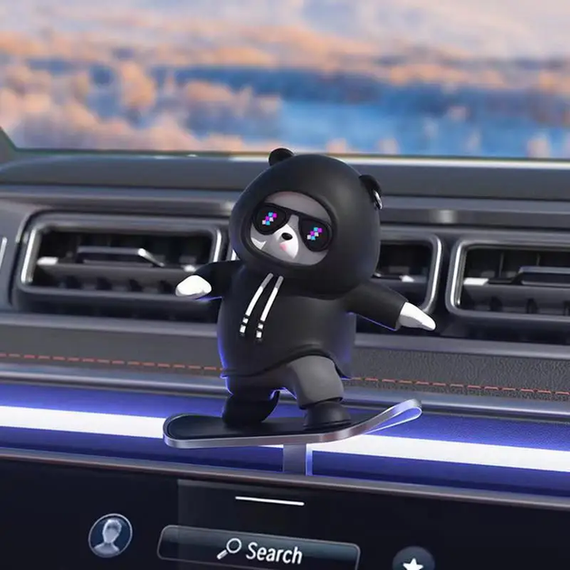 Фигурка-слайдер в автомобиле L'Andre Sliding Cartoon Bear Медведь скейтер Cool Black | Зображення 1