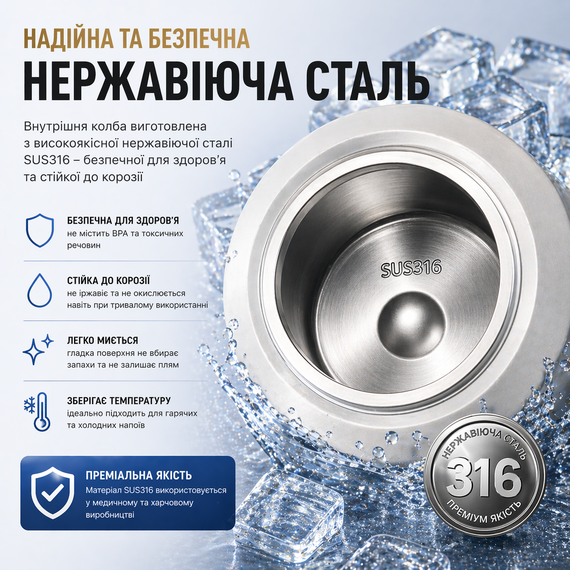 Спортивна термопляшка NRMEI 1000 мл (кремова/біла) — Вакуумна термопляшка з нержавіючої сталі Fashion Style для тренувань | Зображення 1