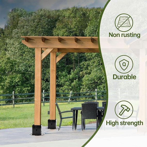 Опорный кронштейн для квадратных деревянных столбов, опора столба втулка на землю винтовая 92 x 92 мм 1 шт | Зображення 4