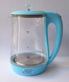 Электрочайник стеклянный Maestro MR-052-BLUE, 1.7 л, 2200 Вт, с подсветкой