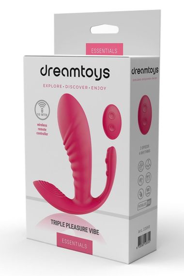 Массажер-вибратор рельефный Dream Toys Essentials с тройной стимуляцией, красный sexstyle | Зображення 4