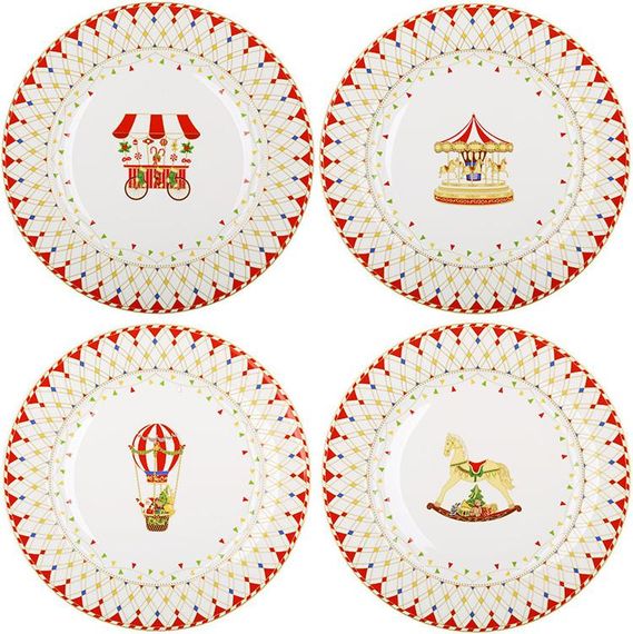 Набір 4 десертні тарілки "Зимова Казка" Ø27см, порцеляна