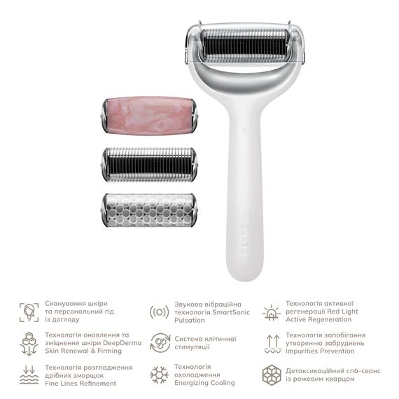 Ролик для голкової мезотерапії обличчя та тіла GESKE MicroNeedle Face&Body Roller 9в1 turquoise, Білий | Зображення 1