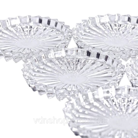 Набір із 6 тарілок для подачі по 12 см скляні прозорі круглі HP-YH-31 | Зображення 6