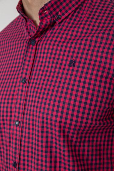 Рубашка мужская в клеточку  -уценка, цвет розовый, 214R826-U-4 | Зображення 4