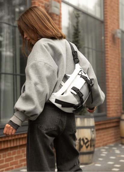 Большая женская поясная сумка бананка Sambag DynamicDart белая 38×21×7 см (80411008) | Зображення 1