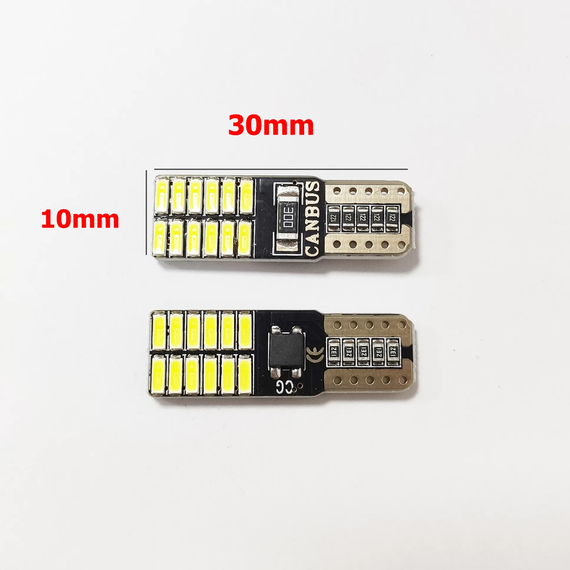 Автолампа світлодіодна T10/W5W, цоколь W2.1x9.5d, 4014 х 24 smd, білий, 12 В, обманка, біполярна | Зображення 2